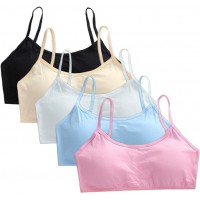 Girl's Cotton Cami Bra with Removable Padding Teen Small Vest Design 5 Pack 