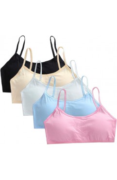 Girl's Cotton Cami Bra with Removable Padding Teen Small Vest Design 5 Pack 